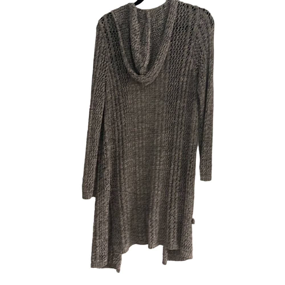 NWOT Splendid Light Weight Crochet Gray Hoodie Duster Sweater. Sz. S. - Picture 2 of 6
